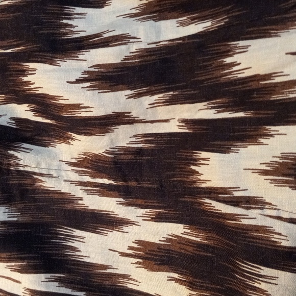 Chico's 1.5 M Shirt Dress Abalone Shell Buttons Front Brown White Black Midi - Picture 7 of 13